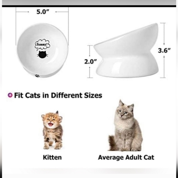 2pack White Cat Bowls - Minimalistic Inclined Bowls in Pristine Condition - Picture 3 of 3